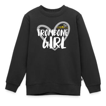 Trombone Musicien Brass Band - Sweat Premium enfant bio - noir - Devant - AI Model Kid Female (0cm)