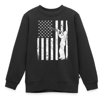 Trombone Musicien Brass Band - Sweat Premium enfant bio - noir - Devant - AI Model Kid Female (0cm)