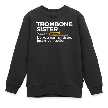 Trombone Musicien Brass Band - Sweat Premium enfant bio - noir - Devant - AI Model Kid Female (0cm)