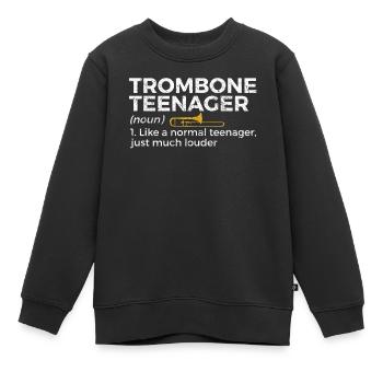 Trombone Musicien Brass Band - Sweat Premium enfant bio - noir - Devant - AI Model Kid Female (0cm)