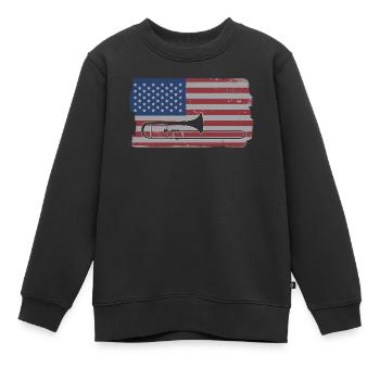 Trombone Musicien Brass Band - Sweat Premium enfant bio - noir - Devant - AI Model Kid Female (0cm)