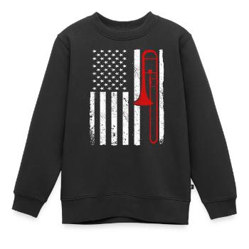 Trombone Musicien Brass Band - Sweat Premium enfant bio - noir - Devant - AI Model Kid Female (0cm)