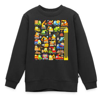 25 construction vehicles for children - Kids Premium Organic Sweatshirt - black - Front - AI Model Kid Female (0cm)