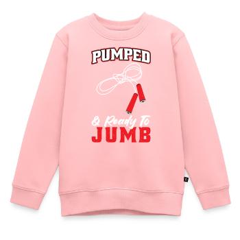 Pompé et prêt à jumb - Corde à sauter - Sweat Premium enfant bio - rose - Devant - AI Model Kid Female (0cm)