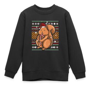 Ugly Christmas Sweater Weihnachten Eichhörnchen - Kinder Premium Organic Sweatshirt - Schwarz - Vorne - AI Model Kid Female (0cm)