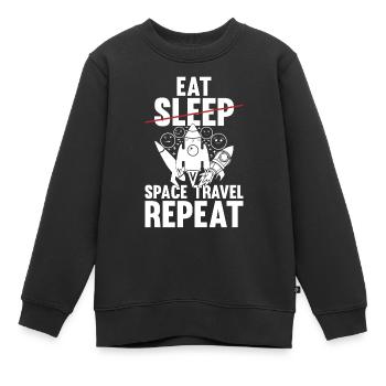 Space Rocket Ship Planets - Eat Sleep Space Travel - Kids Premium Organic Sweatshirt - black - Front - AI Model Kid Female (0cm)