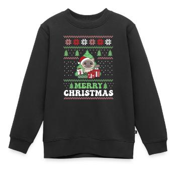 Merry Christmas retro ugly christmas Katze - Kinder Premium Organic Sweatshirt - Schwarz - Vorne - AI Model Kid Female (0cm)