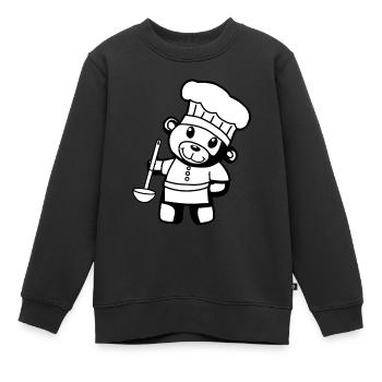 Chef amateur Art culinaire Teddy Bear Cook Soup Louche Ours à la louche - Sweat Premium enfant bio - noir - Devant - AI Model Kid Female (0cm)