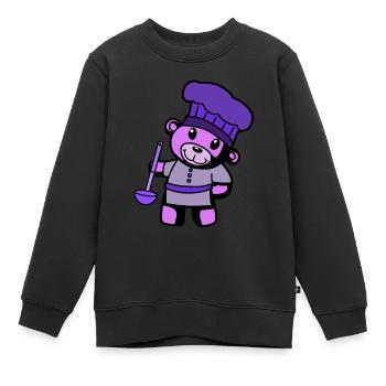 Hobby Chef Cuisine Ours en peluche Cuisinier Louche à soupe - Sweat Premium enfant bio - noir - Devant - AI Model Kid Female (0cm)