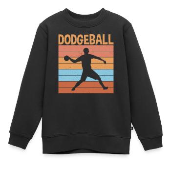 Retro Dodgeball Player Duck, Dip, Dive - Kinder Premium Organic Sweatshirt - Schwarz - Vorne - AI Model Kid Female (0cm)