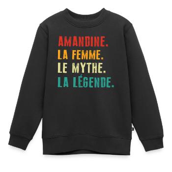 Amandine la femme le mythe la légende - Sweat Premium enfant bio - noir - Devant - AI Model Kid Female (0cm)