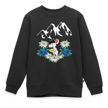Autriche Montagnes Souris Fromage Roi Plaisir Alpes - Sweat Premium enfant bio - noir - Devant - AI Model Kid Female (0cm)