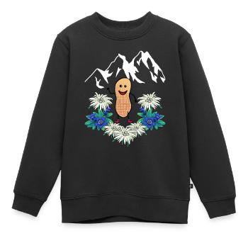 Autriche Suisse Montagnes Montagnes Gentiane Edelweiss - Sweat Premium enfant bio - noir - Devant - AI Model Kid Female (0cm)