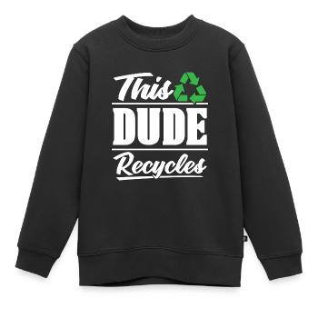 Recycling This Dude Recycles Eco Friendly Recycler - Kinder Premium Organic Sweatshirt - Schwarz - Vorne - AI Model Kid Female (0cm)