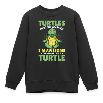 Turtle Lovers Cute Turtle Lover - Kinder Premium Organic Sweatshirt - Schwarz - Vorne - AI Model Kid Female (0cm)