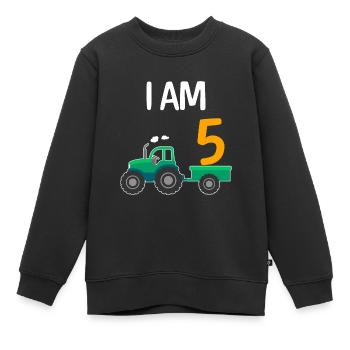 5th birthday boy 5 years - Kids Premium Organic Sweatshirt - black - Front - AI Model Kid Female (0cm)