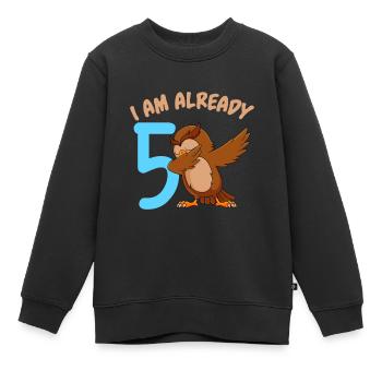 I am already 5 years 5th birthday girl boy - Kids Premium Organic Sweatshirt - black - Front - AI Model Kid Female (0cm)