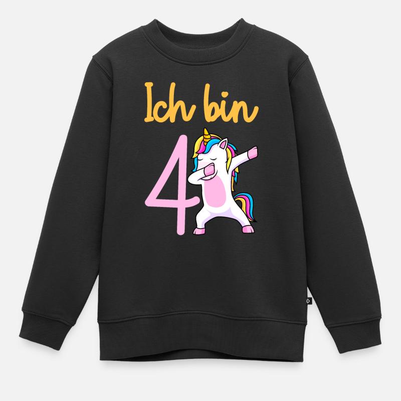 4. Geburtstag Mädchen 4 Jahre - Kinder Premium Organic Sweatshirt - Schwarz
