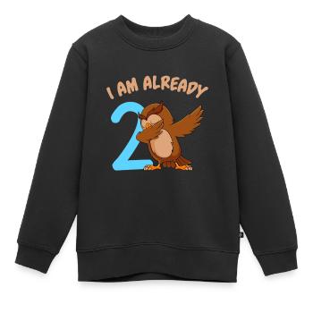 J’ai déjà 2 ans 2ème anniversaire - Sweat Premium enfant bio - noir - Devant - AI Model Kid Female (0cm)