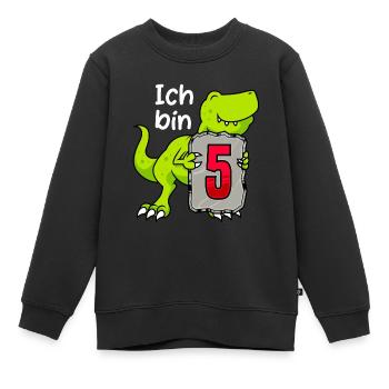 Dino 5 Jahre 5. Geburtstag Junge 5 Jahre - Kinder Premium Organic Sweatshirt - Schwarz - Vorne - AI Model Kid Female (0cm)