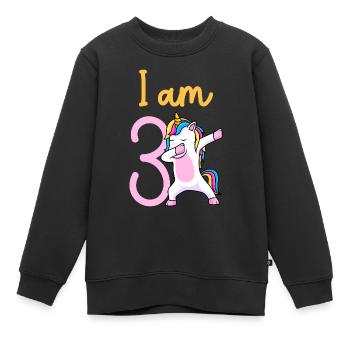 3ème anniversaire fille 3 ans - Sweat Premium enfant bio - noir - Devant - AI Model Kid Female (0cm)