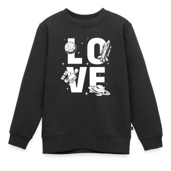 Love Rocket Scientist Space Astronaut Space Ship - Kids Premium Organic Sweatshirt - black - Front - AI Model Kid Female (0cm)