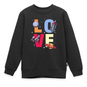 Love Solar System Space Ship Aerospace Space Fligh - Kids Premium Organic Sweatshirt - black - Front - AI Model Kid Female (0cm)