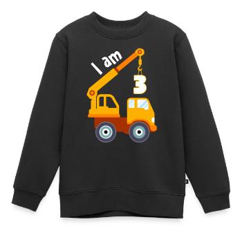 J’ai 3 ans garçon 3ème anniversaire - Sweat Premium enfant bio - noir - Devant - AI Model Kid Female (0cm)