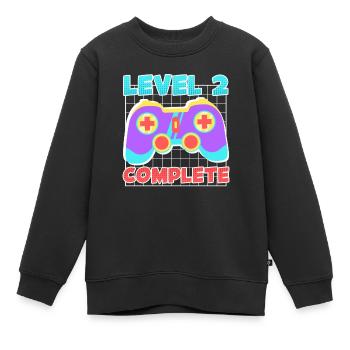 2ème anniversaire garçon 2 ans - Sweat Premium enfant bio - noir - Devant - AI Model Kid Female (0cm)