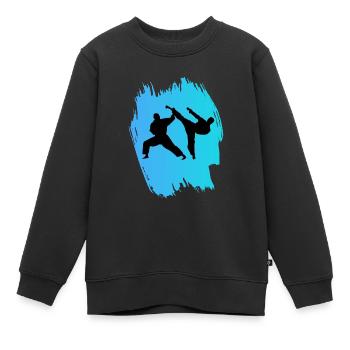 Karaté - Sweat Premium enfant bio - noir - Devant - AI Model Kid Female (0cm)