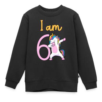 6ème anniversaire fille 6 ans anniversaire - Sweat Premium enfant bio - noir - Devant - AI Model Kid Female (0cm)