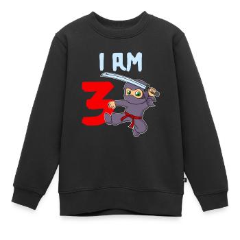 J’ai 3 ans garçon de 3ème anniversaire - Sweat Premium enfant bio - noir - Devant - AI Model Kid Female (0cm)