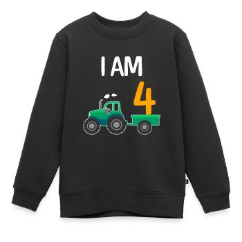4 ans Garçon 4ème anniversaire - Sweat Premium enfant bio - noir - Devant - AI Model Kid Female (0cm)