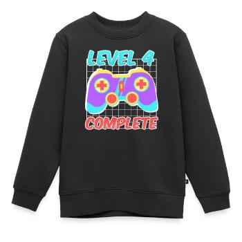 4th birthday boy 4 years - Kids Premium Organic Sweatshirt - black - Front - AI Model Kid Female (0cm)