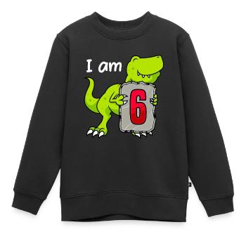 6ème anniversaire Dino Junge 6 ans - Sweat Premium enfant bio - noir - Devant - AI Model Kid Female (0cm)