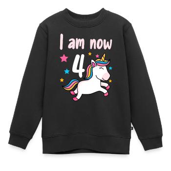 4th birthday girl 4 years - Kids Premium Organic Sweatshirt - black - Front - AI Model Kid Female (0cm)
