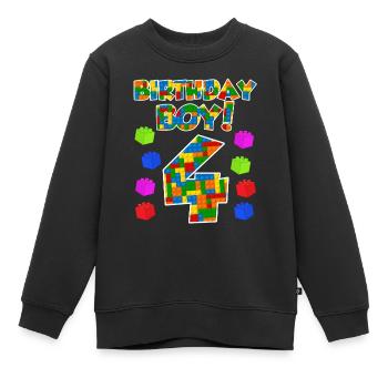 4th birthday boy 4 years - Kids Premium Organic Sweatshirt - black - Front - AI Model Kid Female (0cm)