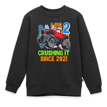 2ème anniversaire garçon 2 ans - Sweat Premium enfant bio - noir - Devant - AI Model Kid Female (0cm)