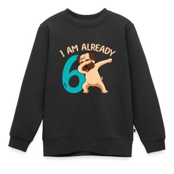 J’ai 6 ans 6ème anniversaire - Sweat Premium enfant bio - noir - Devant - AI Model Kid Female (0cm)