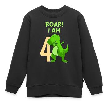4th birthday Boy Dino 4 years - Kids Premium Organic Sweatshirt - black - Front - AI Model Kid Female (0cm)