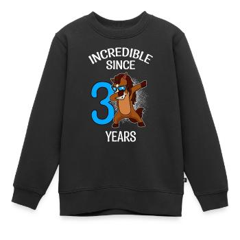 Incroyable pour 3 ans 3ème anniversaire - Sweat Premium enfant bio - noir - Devant - AI Model Kid Female (0cm)