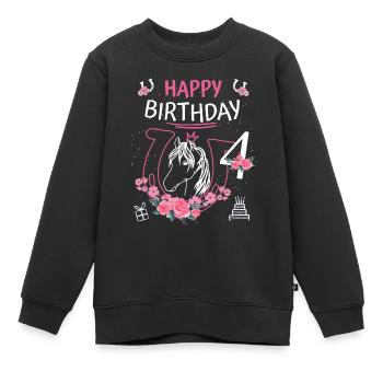 Anniversaire du cheval - Girls Ride Horseshoe 4 - Sweat Premium enfant bio - noir - Devant - AI Model Kid Female (0cm)