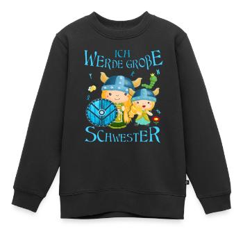 Ich werde große Schwester mit süßen Schildmaiden - Kinder Premium Organic Sweatshirt - Schwarz - Vorne - AI Model Kid Female (0cm)