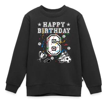 Football Anniversaire 6 ans Maillot de football Football - Sweat Premium enfant bio - noir - Devant - AI Model Kid Female (0cm)