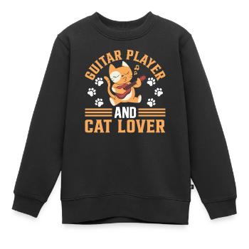 Guitarist Guitar Player - Guitar Player And Cat Lo - Kinder Premium Organic Sweatshirt - Schwarz - Vorne - AI Model Kid Female (0cm)