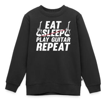 Eat Sleep Play Guitar Repeat - Funny Bass Guitaris - Sweat Premium enfant bio - noir - Devant - AI Model Kid Female (0cm)