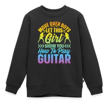 Guitariste Filles Guitariste - Funny Guitar Playe - Sweat Premium enfant bio - noir - Devant - AI Model Kid Female (0cm)