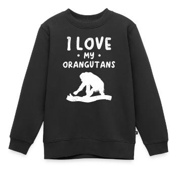 J’aime mes orangs-outans - Orang-outan singe orang-outan - Sweat Premium enfant bio - noir - Devant - AI Model Kid Female (0cm)