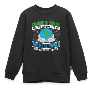 Climate Change Change Is Coming Environmentalist - Kinder Premium Organic Sweatshirt - Schwarz - Vorne - AI Model Kid Female (0cm)