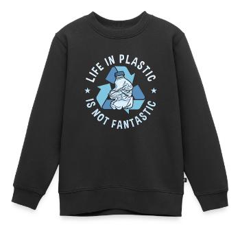 La vie de recyclage dans le plastique est recycleur de bac de recyclage - Sweat Premium enfant bio - noir - Devant - AI Model Kid Female (0cm)